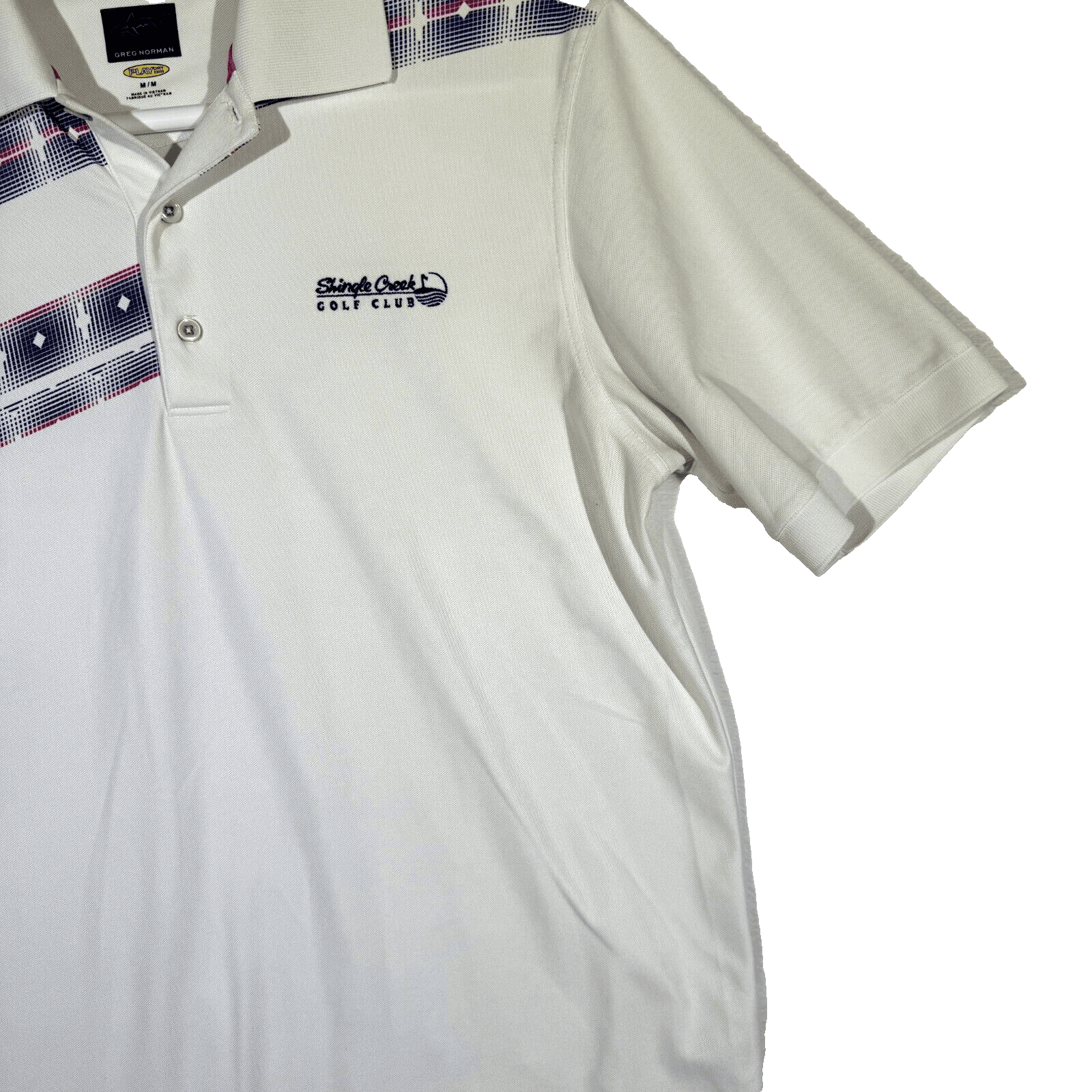 Greg Norman Polo Shirt Men’s M White Play Dry Golf Short Sleeve Geometric Poly - Thumbnail 7