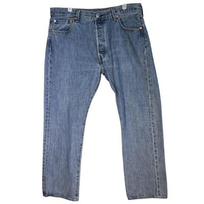 Levis 501 Jeans Mens 36x30 Blue Denim Straight Leg Button Fly Classic Fit Pants - Image 1