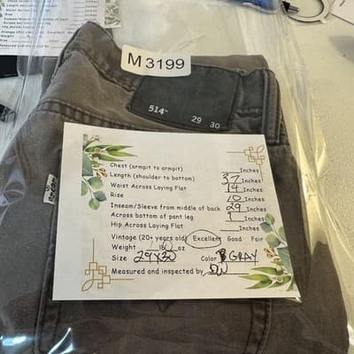 Levis 514 Jeans Mens 29x29 (29x30) Gray Wash Straight Leg Cotton Denim Low Rise - Thumbnail 9