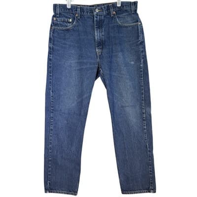 Levis 505 Jeans Mens 36x32 Blue Regular Fit Straight Leg Denim Classic 90s Y2K - Image 1
