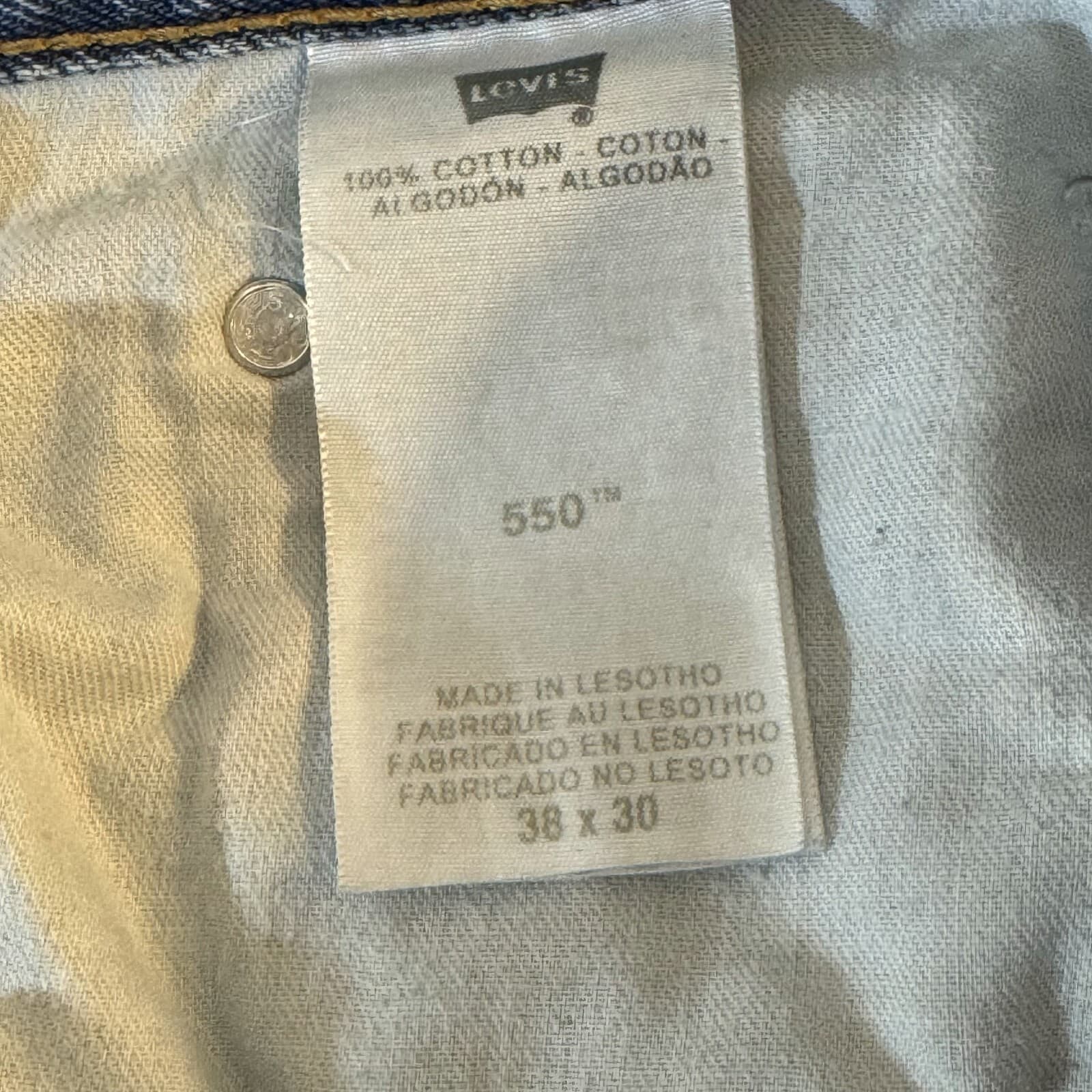 Levi's 550 Men's Jeans 38x30 Blue Denim Relaxed Fit Tapered Leg Zip Fly - Thumbnail 5