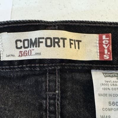 Vintage Levis 560 Jeans Mens 46x32 (48x32) Black Relaxed Tapered Denim - Thumbnail 4