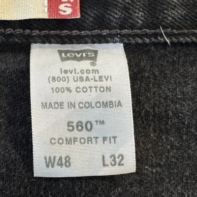 Vintage Levis 560 Jeans Mens 46x32 (48x32) Black Relaxed Tapered Denim - Thumbnail 5