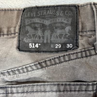 Levis 514 Jeans Mens 29x29 (29x30) Gray Wash Straight Leg Cotton Denim Low Rise - Thumbnail 3