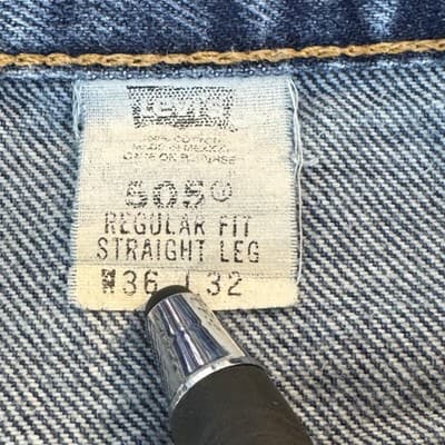 Levis 505 Jeans Mens 36x32 Blue Regular Fit Straight Leg Denim Classic 90s Y2K - Thumbnail 6