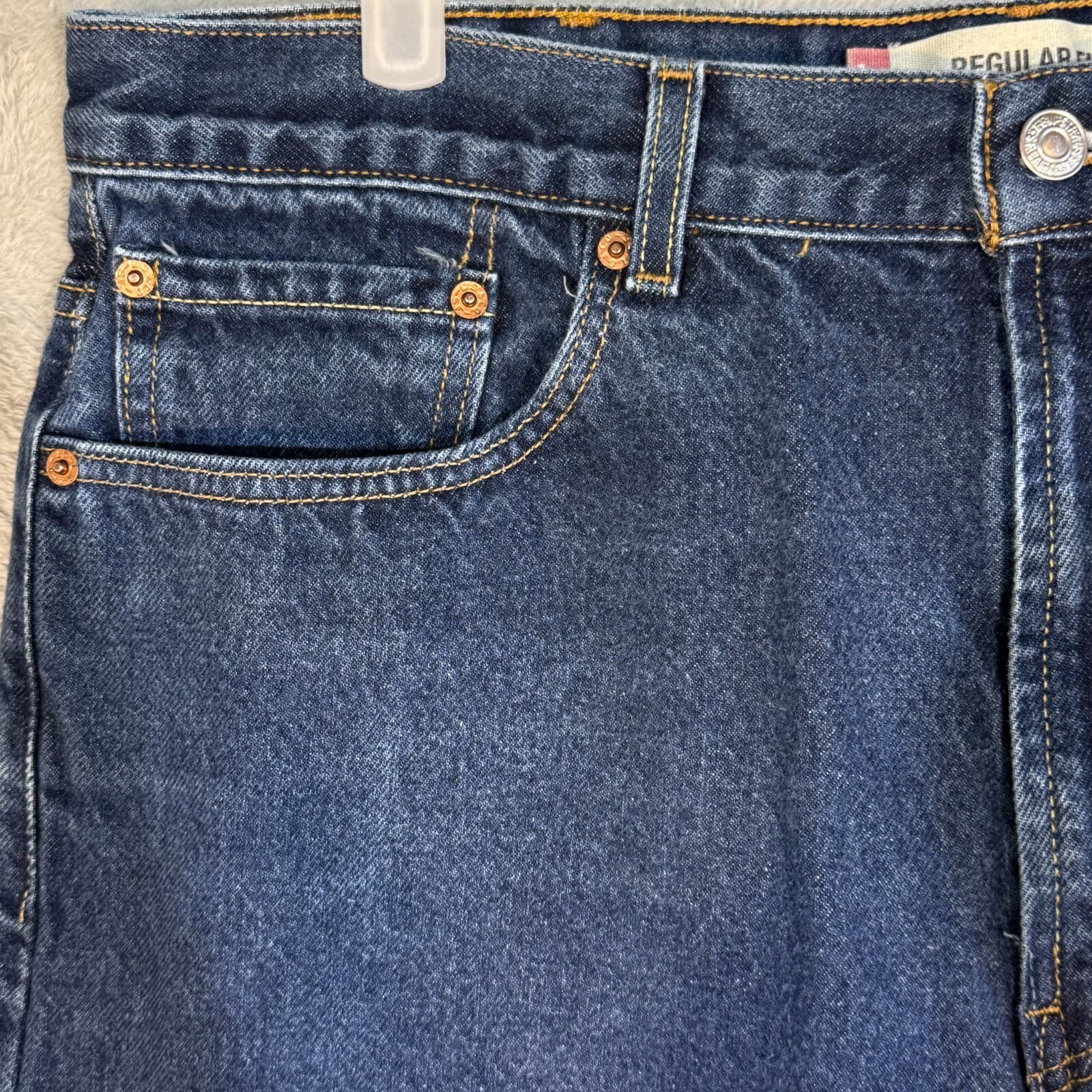 Levi’s 505 Men’s Jeans 38 x 34 Blue Denim Stretch Mid-Rise Straight Leg - Thumbnail 3