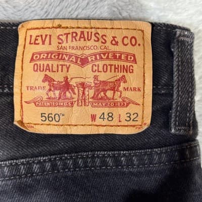 Vintage Levis 560 Jeans Mens 46x32 (48x32) Black Relaxed Tapered Denim - Thumbnail 3