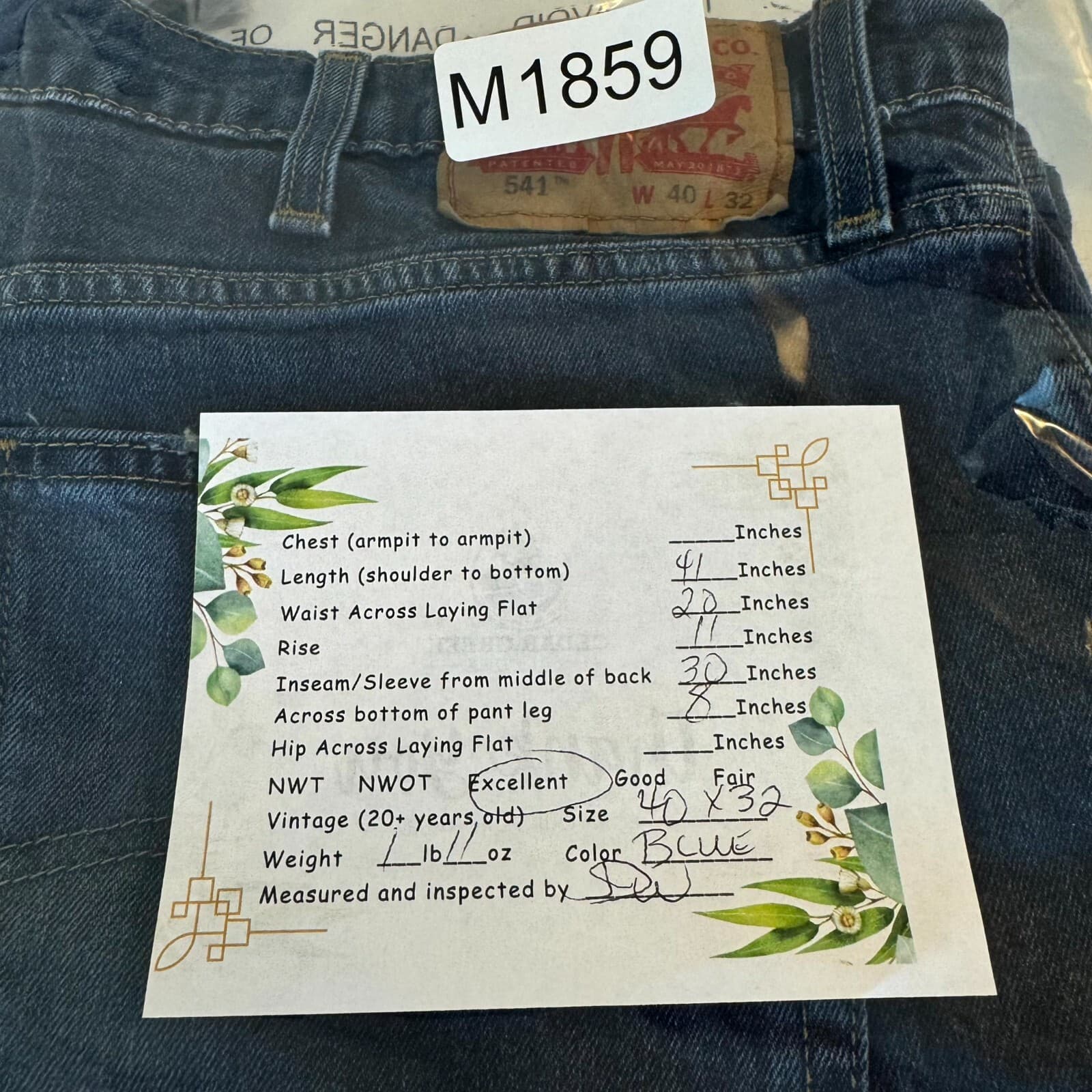 Levi’s 541 Men’s Jeans 40x32 Blue Denim Stretch Athletic Fit Straight Zip Fly - Thumbnail 8