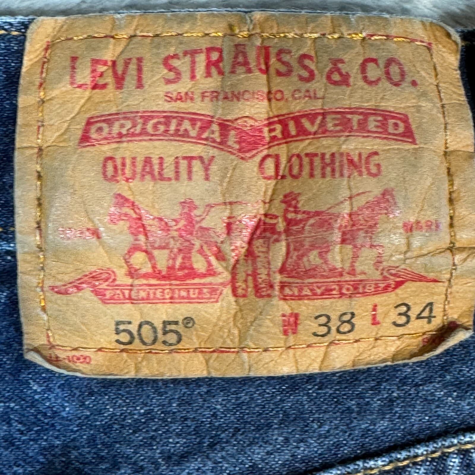 Levi’s 505 Men’s Jeans 38 x 34 Blue Denim Stretch Mid-Rise Straight Leg - Thumbnail 10