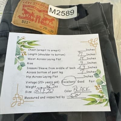 Levis 511 Jeans Mens 29x30 Black Slim Fit Stretch Tapered Leg Modern Denim Pants - Thumbnail 8