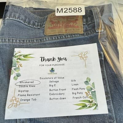 Levis 514 Jeans Mens 34x34 Blue Denim Straight Leg Whiskered Classic Pants - Thumbnail 4