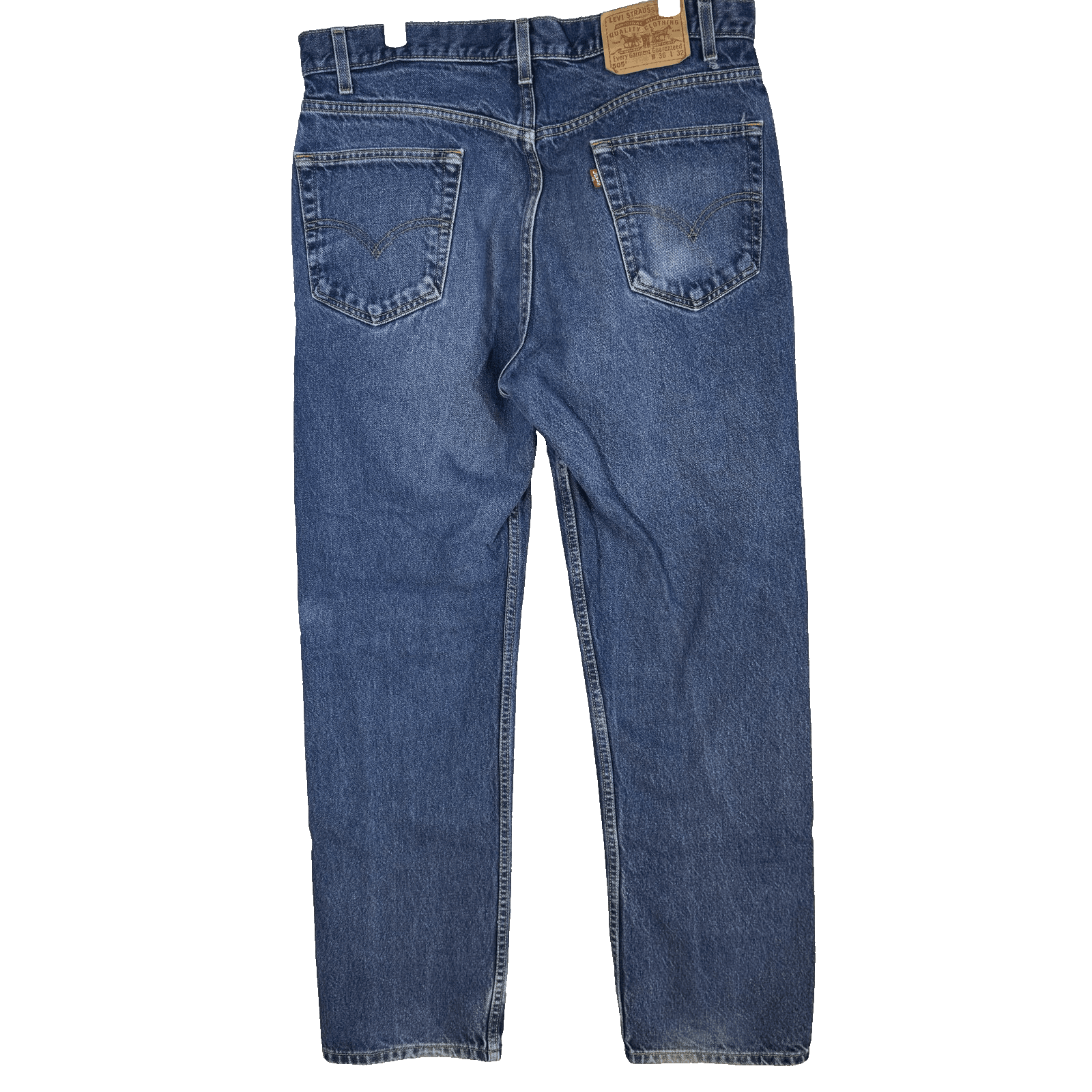 Levis 505 Jeans Mens 36x32 Blue Regular Fit Straight Leg Denim Classic 90s Y2K - Thumbnail 2