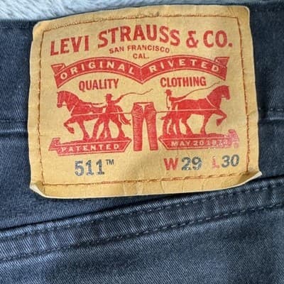 Levis 511 Jeans Mens 29x30 Black Slim Fit Stretch Tapered Leg Modern Denim Pants - Thumbnail 3