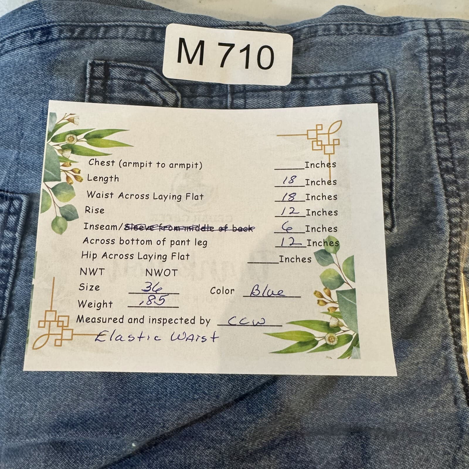 Saddlebred Men’s Blue Denim Cargo Shorts Size 36 – 100% Cotton Elastic Waist - Thumbnail 10