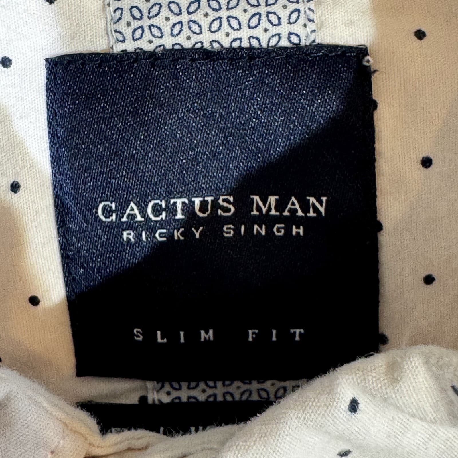 Cactus Man Men’s Cream Polka Dot Short-Sleeve Slim Button-Down Shirt, Size L - Thumbnail 6