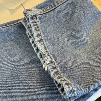 Levis 505 Jeans Mens 34x29 Blue Denim Distressed Straight Leg Medium Wash Pants - Thumbnail 9