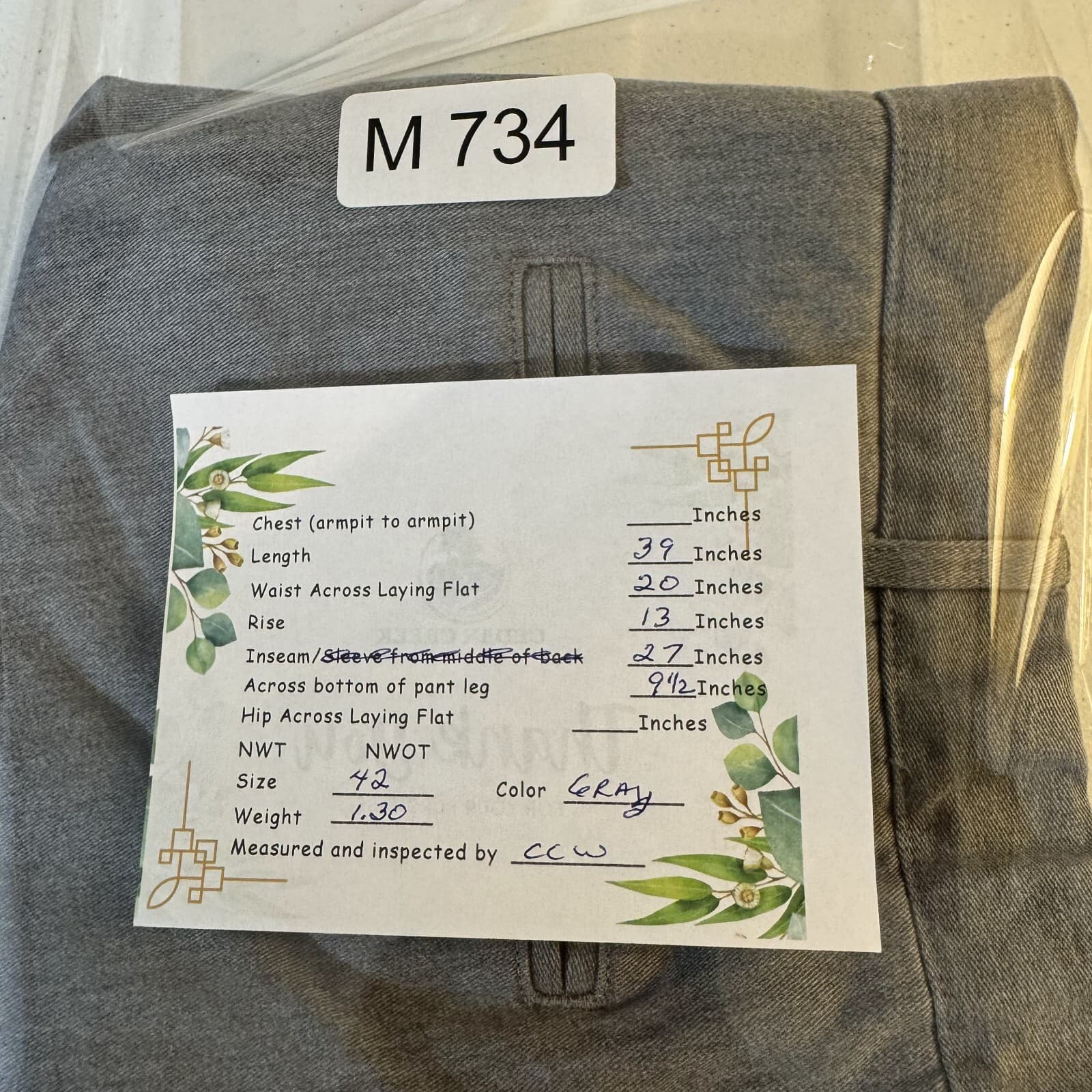 Lands’ End Men’s Gray 100% Cotton Straight-Leg Pants, Size 42 – Excellent - Thumbnail 14