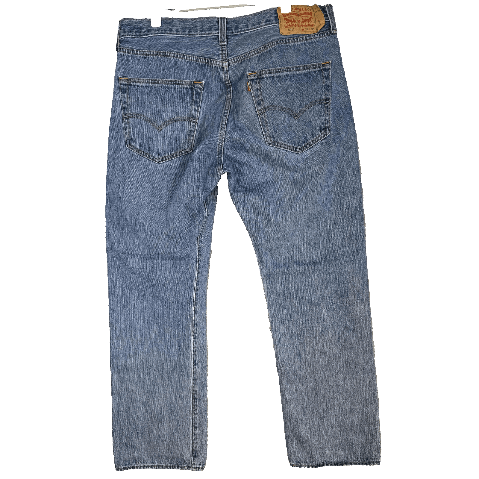 Levis 501 Jeans Mens 36x30 Blue Denim Straight Leg Button Fly Classic Fit Pants - Thumbnail 2