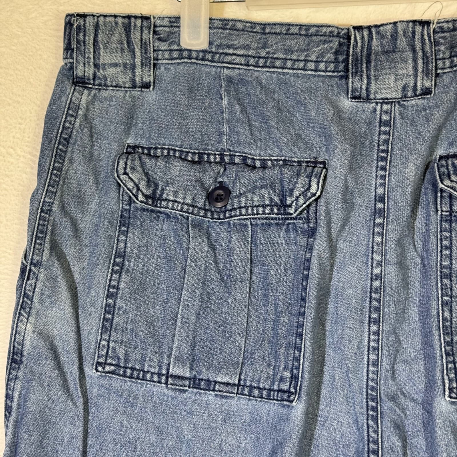 Saddlebred Men’s Blue Denim Cargo Shorts Size 36 – 100% Cotton Elastic Waist - Thumbnail 5