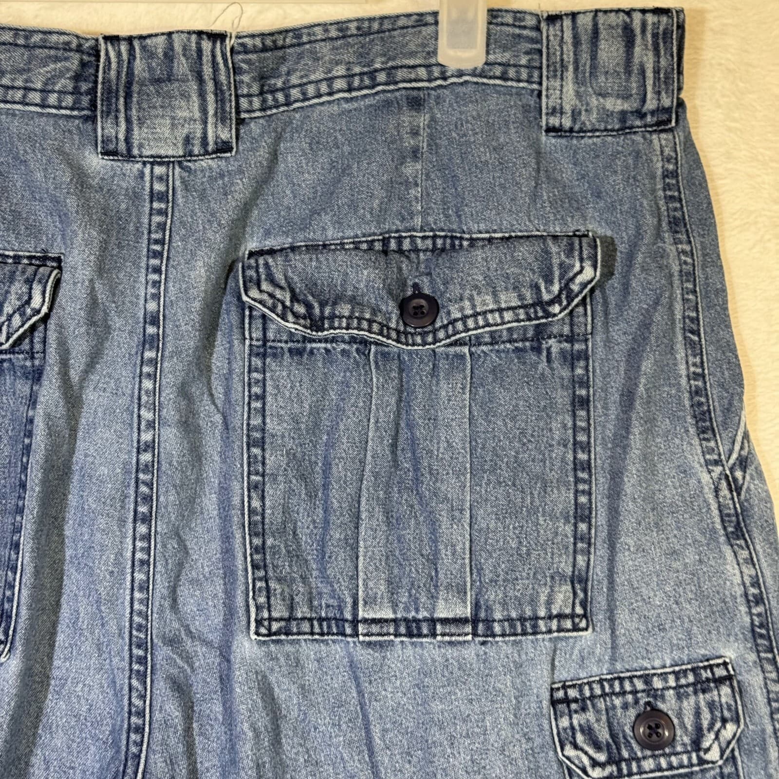 Saddlebred Men’s Blue Denim Cargo Shorts Size 36 – 100% Cotton Elastic Waist - Thumbnail 6