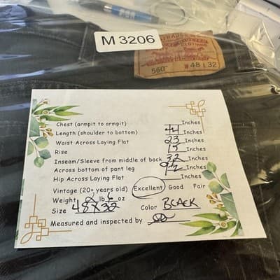 Vintage Levis 560 Jeans Mens 46x32 (48x32) Black Relaxed Tapered Denim - Thumbnail 8