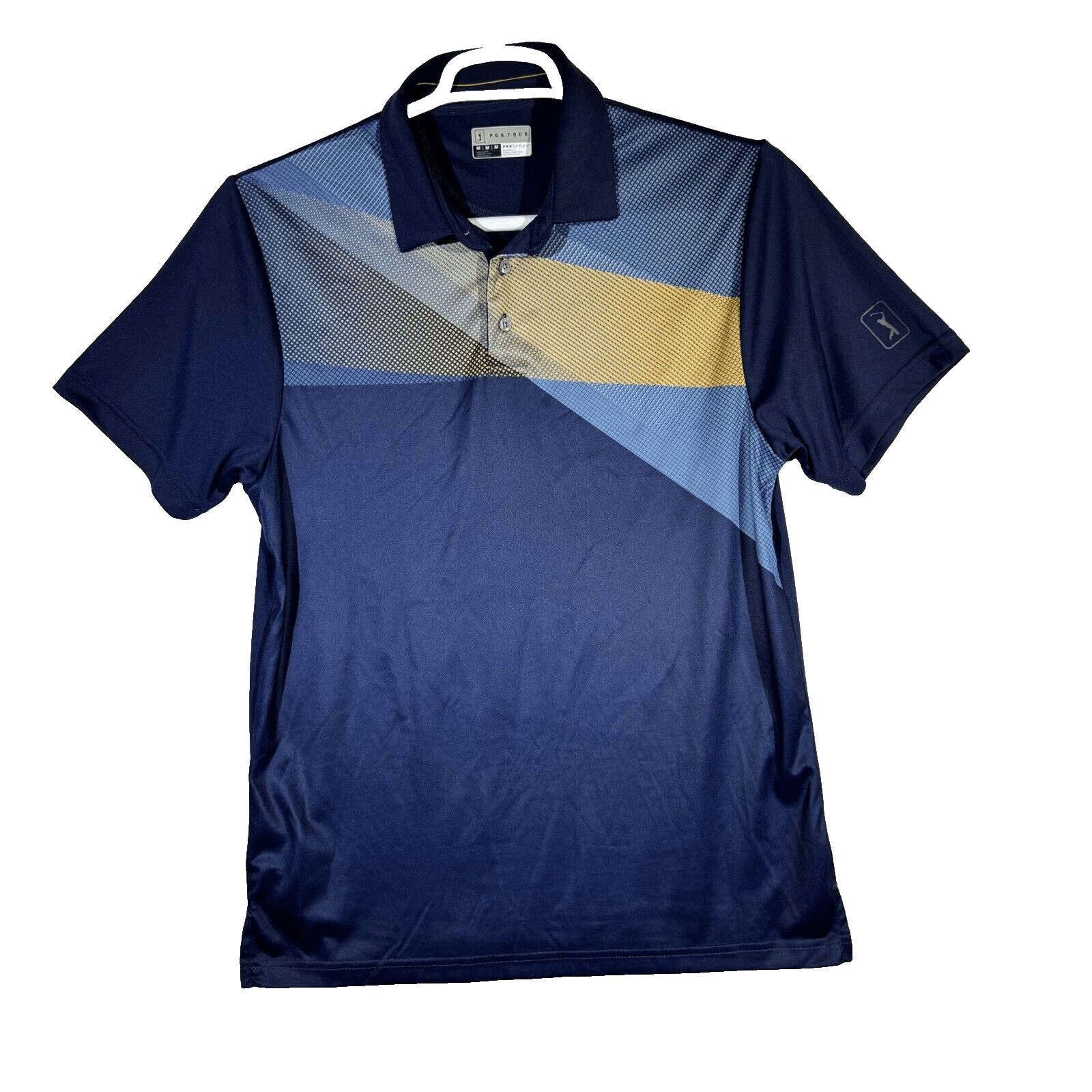 PGA TOUR Men’s Polo Shirt M Blue Athletic Fit Golf Short Sleeve Polyester Modern - Image 1