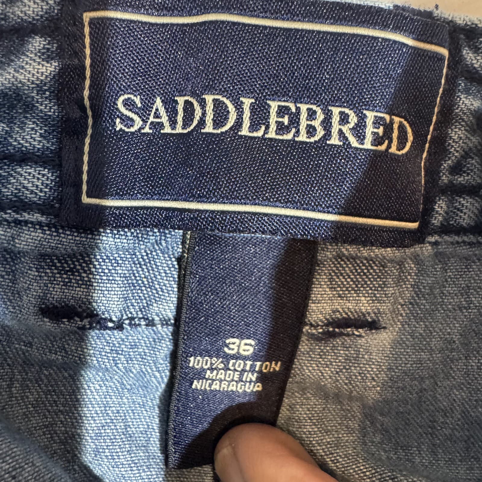 Saddlebred Men’s Blue Denim Cargo Shorts Size 36 – 100% Cotton Elastic Waist - Thumbnail 7