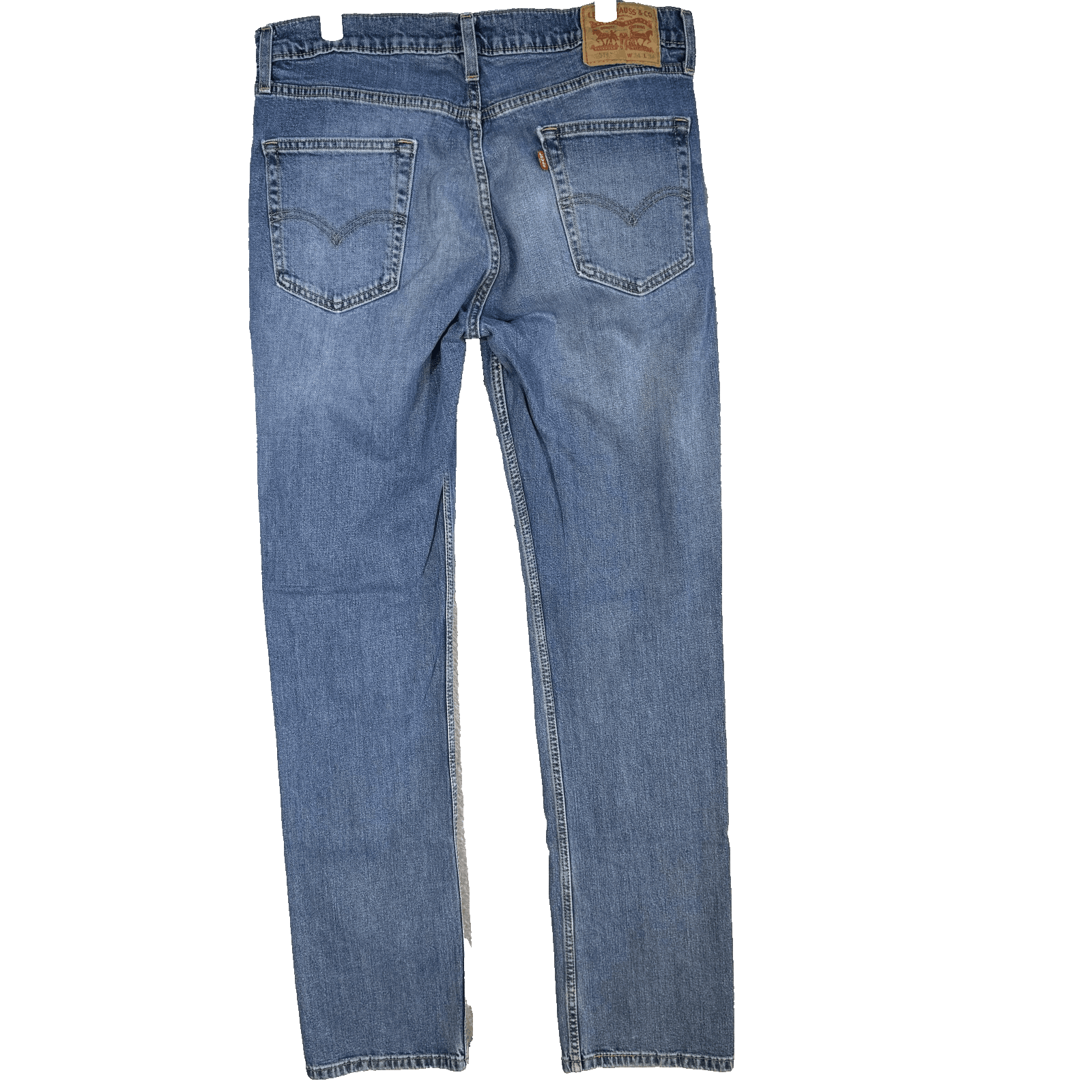 Levis 514 Jeans Mens 34x34 Blue Denim Straight Leg Whiskered Classic Pants - Thumbnail 2