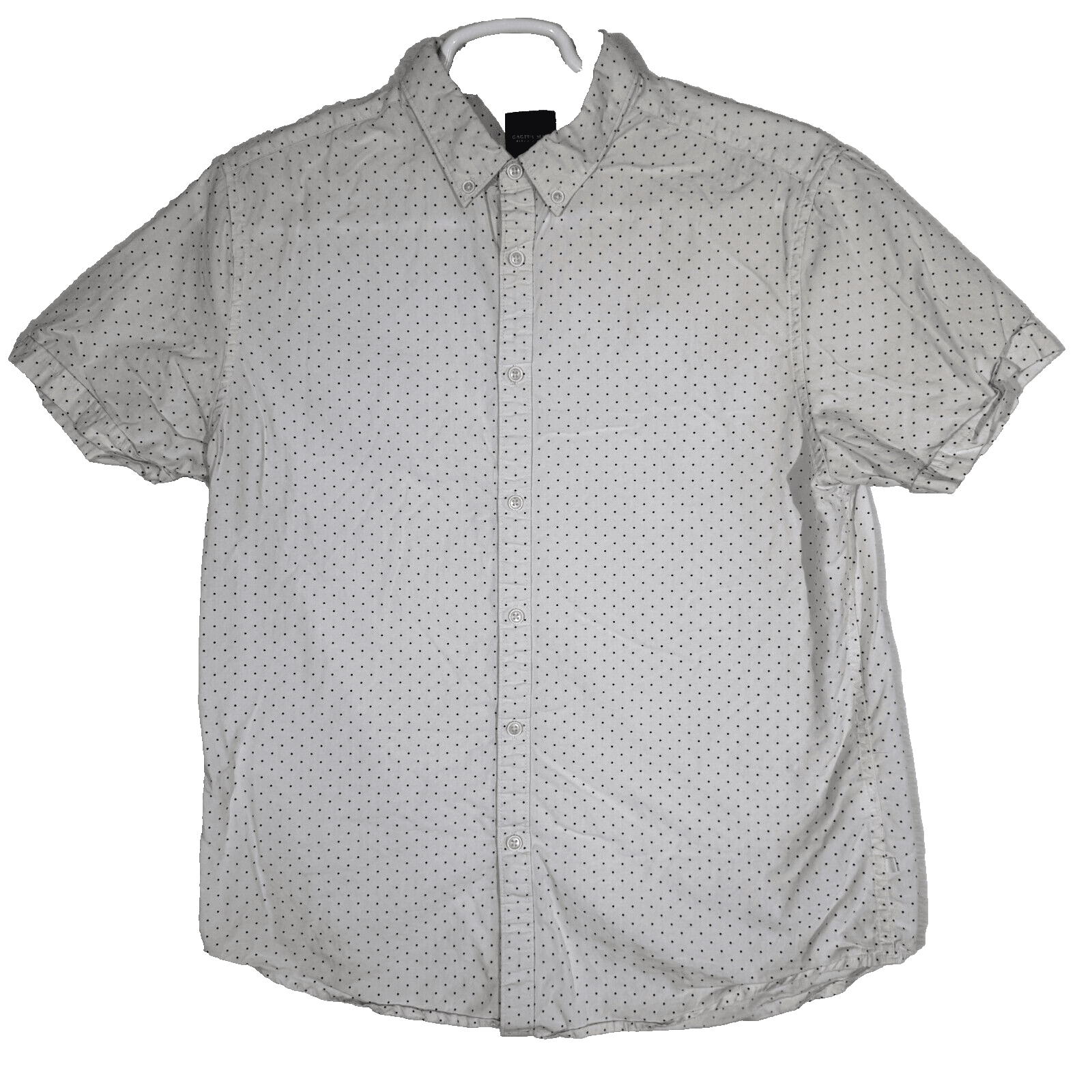 Cactus Man Men’s Cream Polka Dot Short-Sleeve Slim Button-Down Shirt, Size L - Image 1