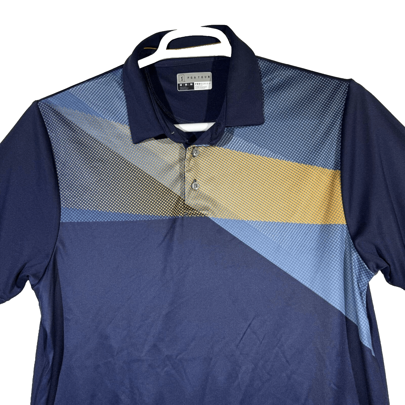 PGA TOUR Men’s Polo Shirt M Blue Athletic Fit Golf Short Sleeve Polyester Modern - Thumbnail 4