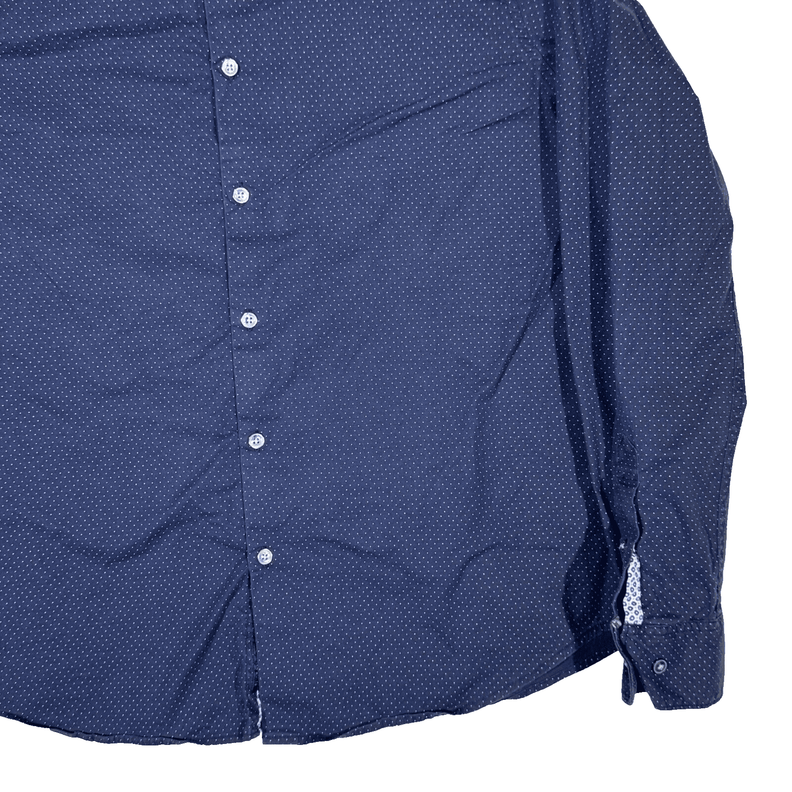 Cactus Man Men’s Navy Polka Dot Slim Button-Up Shirt, Size L – Excellent Cond - Thumbnail 5