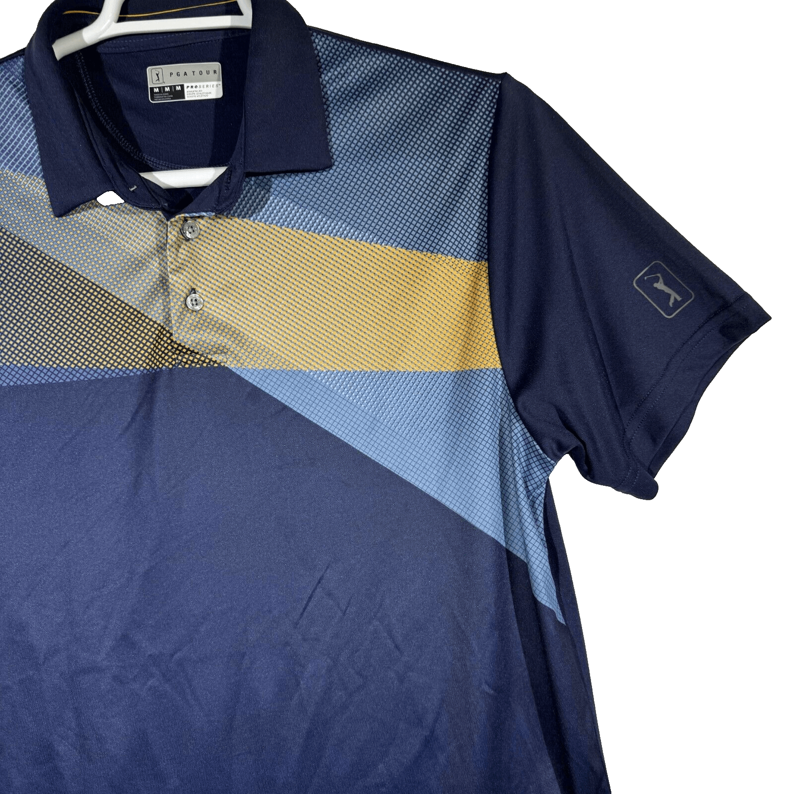 PGA TOUR Men’s Polo Shirt M Blue Athletic Fit Golf Short Sleeve Polyester Modern - Thumbnail 5