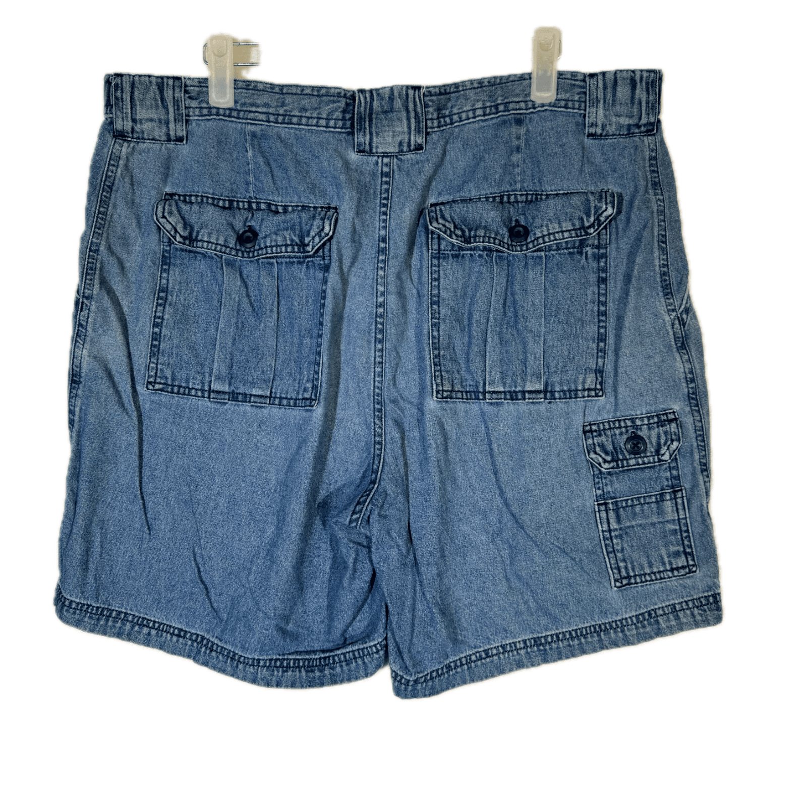 Saddlebred Men’s Blue Denim Cargo Shorts Size 36 – 100% Cotton Elastic Waist - Thumbnail 2