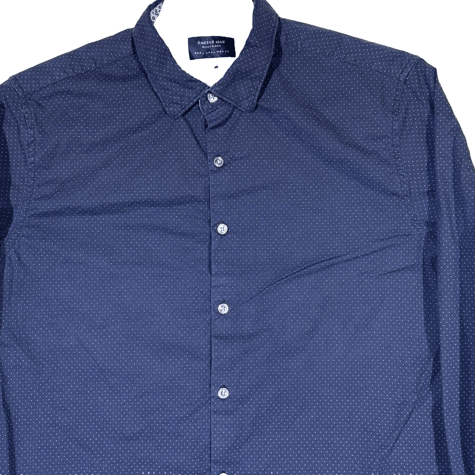 Cactus Man Men’s Navy Polka Dot Slim Button-Up Shirt, Size L – Excellent Cond - Thumbnail 4