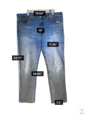 Levi's 511 Jeans Mens 40x30 Blue Light Wash Slim Taper Stretch Denim Zip Fly - Thumbnail 13