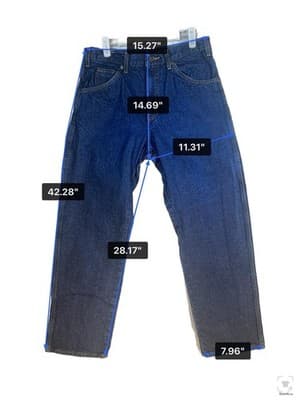 Dickies Jeans Mens 31x28 (32x30) Blue Dark Wash Straight Relaxed Denim Zip Fly - Thumbnail 10