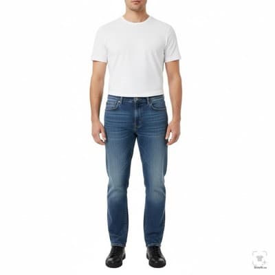 Lucky Brand 412 Athletic Slim Jeans Mens 36x27 Blue Medium Wash Tapered Zip Fly - Thumbnail 4