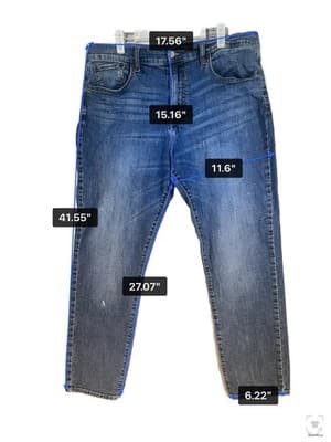 Lucky Brand 412 Athletic Slim Jeans Mens 36x27 Blue Medium Wash Tapered Zip Fly - Thumbnail 15