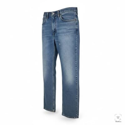 Levis 501 Jeans Mens 34x32 Blue Medium Wash Straight Stretch Denim Button Fly - Thumbnail 2
