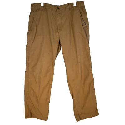Carhartt Carpenter Pants Mens 34x30 Brown Canvas Dungaree Fit Workwear - Image 1