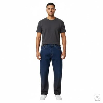 Dickies Jeans Mens 31x28 (32x30) Blue Dark Wash Straight Relaxed Denim Zip Fly - Thumbnail 4