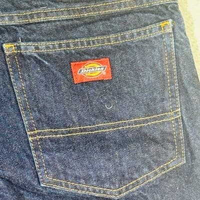 Dickies Jeans Mens 31x28 (32x30) Blue Dark Wash Straight Relaxed Denim Zip Fly - Thumbnail 7