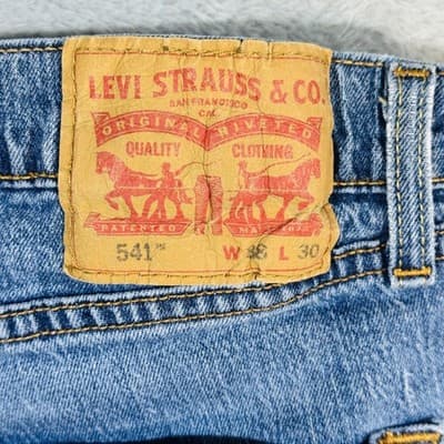 Levis 541 Jeans Mens 38x30 Blue Medium Wash Tapered Athletic Denim Zip Fly - Thumbnail 7