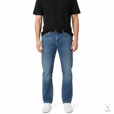 Levis 505 Jeans Mens 34x30 Blue Medium Wash Straight Denim Zip Fly Regular Fit - Thumbnail 4