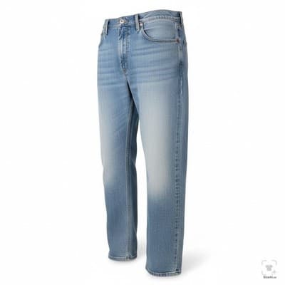 Levis Jeans Mens 36x28 (36x30) Light Wash Straight Denim Zip Fly Mid Rise - Thumbnail 2
