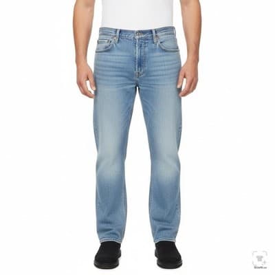 Levis Jeans Mens 36x28 (36x30) Light Wash Straight Denim Zip Fly Mid Rise - Thumbnail 4