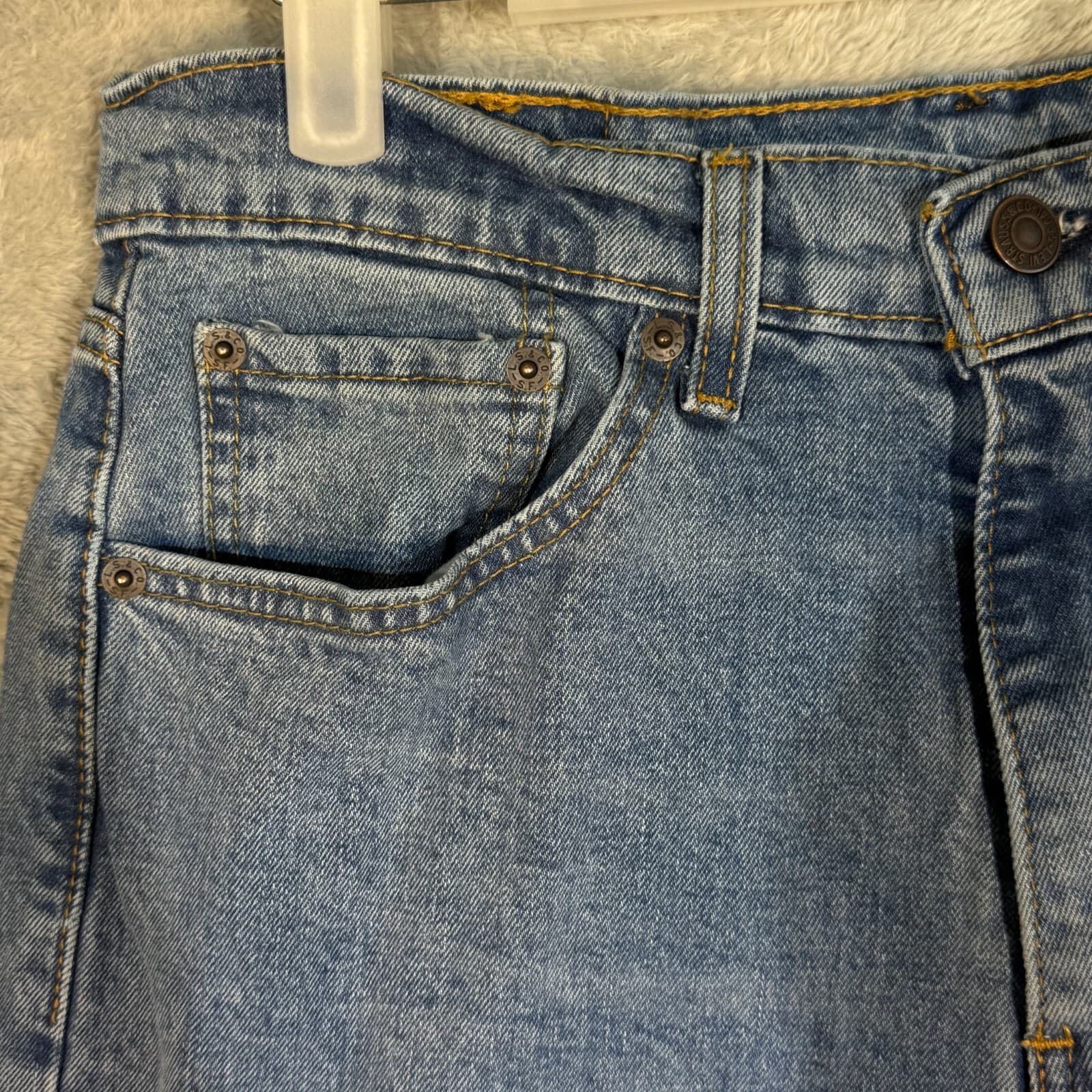 Levi’s 505 Men’s Jeans 32 x 30 Blue Denim Mid-Rise Straight Leg Whiskered - Thumbnail 3