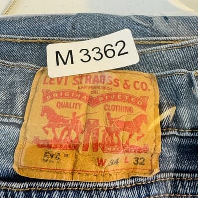 Levis 501 Jeans Mens 34x32 Blue Medium Wash Straight Stretch Denim Button Fly - Thumbnail 16