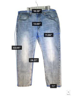 Levis Jeans Mens 36x28 (36x30) Light Wash Straight Denim Zip Fly Mid Rise - Thumbnail 9