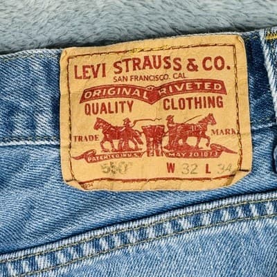 Vintage Levis 550 Jeans Mens 32x33 (32x34) Blue Light Wash Relaxed Tapered Denim - Thumbnail 7